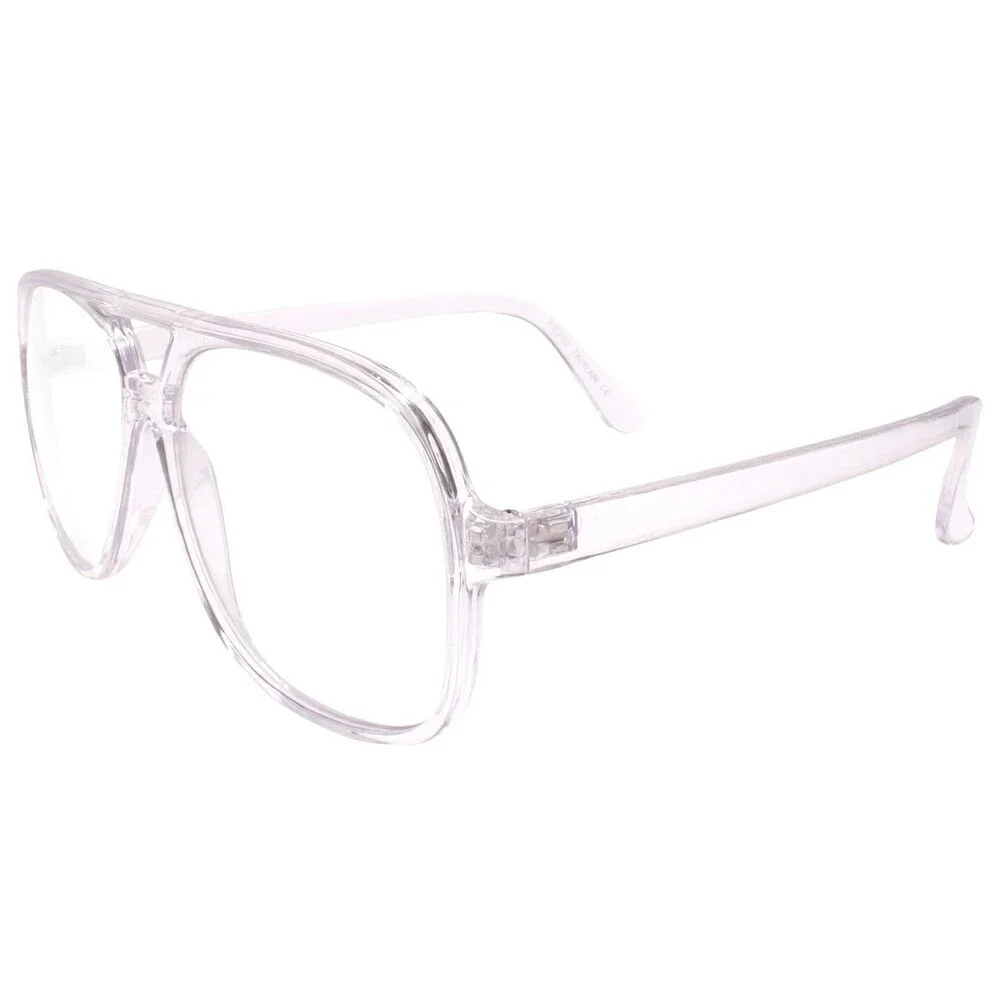 80s Look Dapper Clubbing Hip Hop Crystal Transparent Frame Clear Lens Glasses